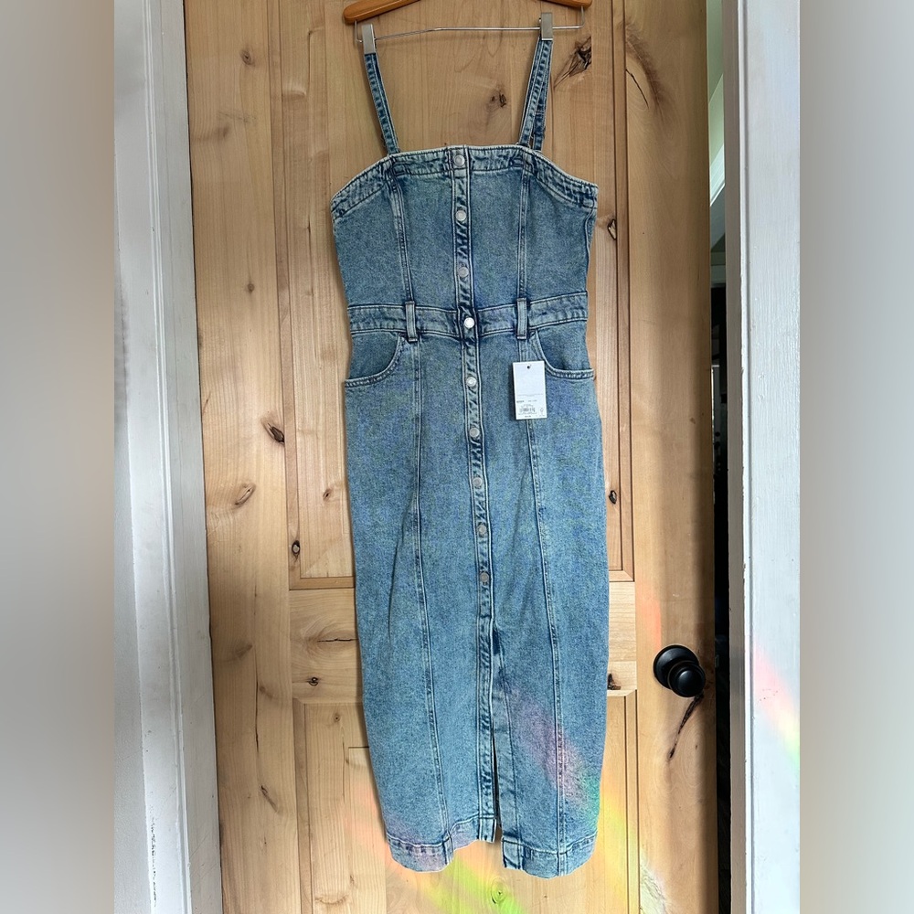 SO Light Blue Denim Button Down Dress
